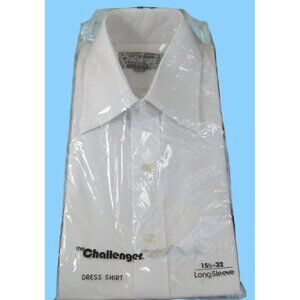 Vintage The Challenger Long Sleeve White Dress Shirt 15.5-32 By Kmart